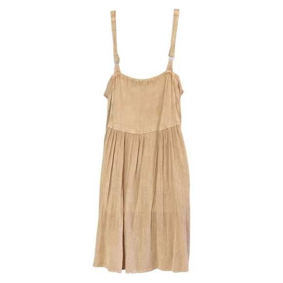 Vintage Floral Embroidered Babydoll Dress Beige Whimsical Forest Fairy Peasant - Picture 9 of 9